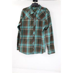 prana shirt mens XL long sleeve blue plaid button up casual outdoor everyday